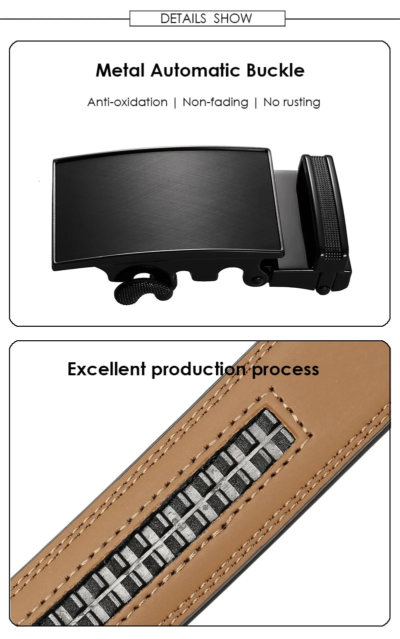 VATLTY Men's Cowhide Belt with Automatic Buckle 30mm High Quality