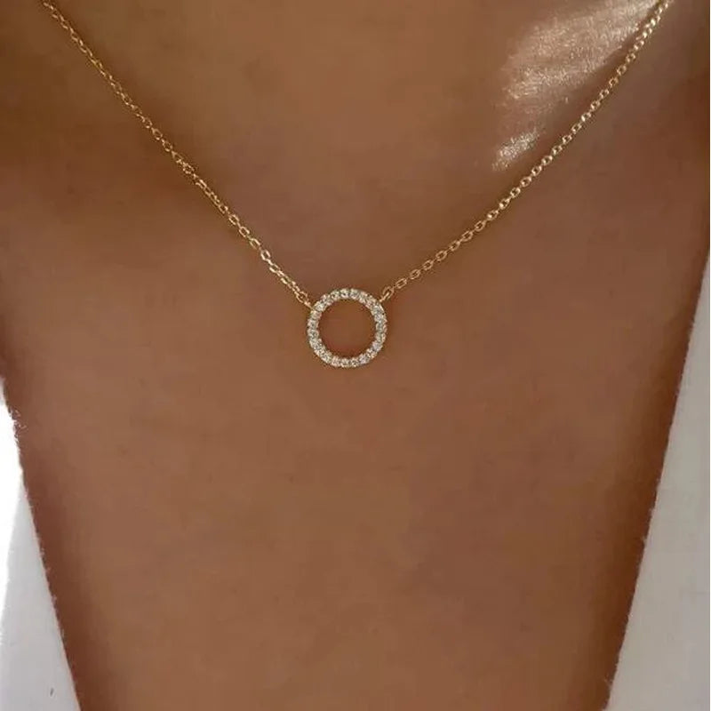 Elegant Gold Crystal Necklace For Women