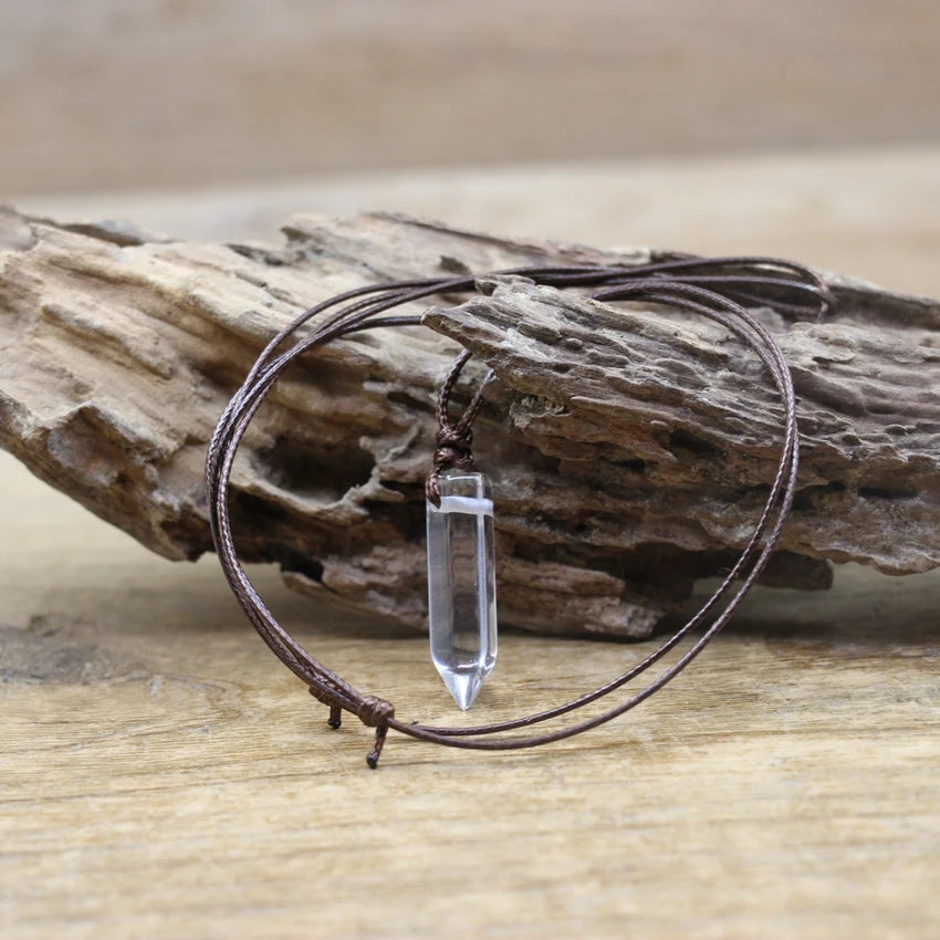 Hexagonal Natural Quartz Stone Necklace