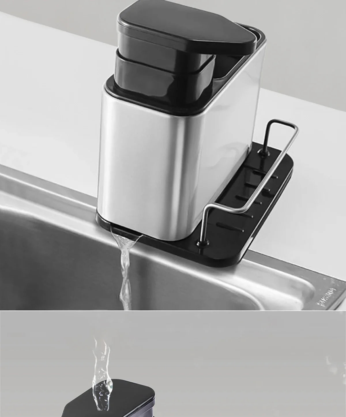 3-in-1 Stainless Steel Dishwashing Liquid Rack, Compact and Convenient for the Kitchen