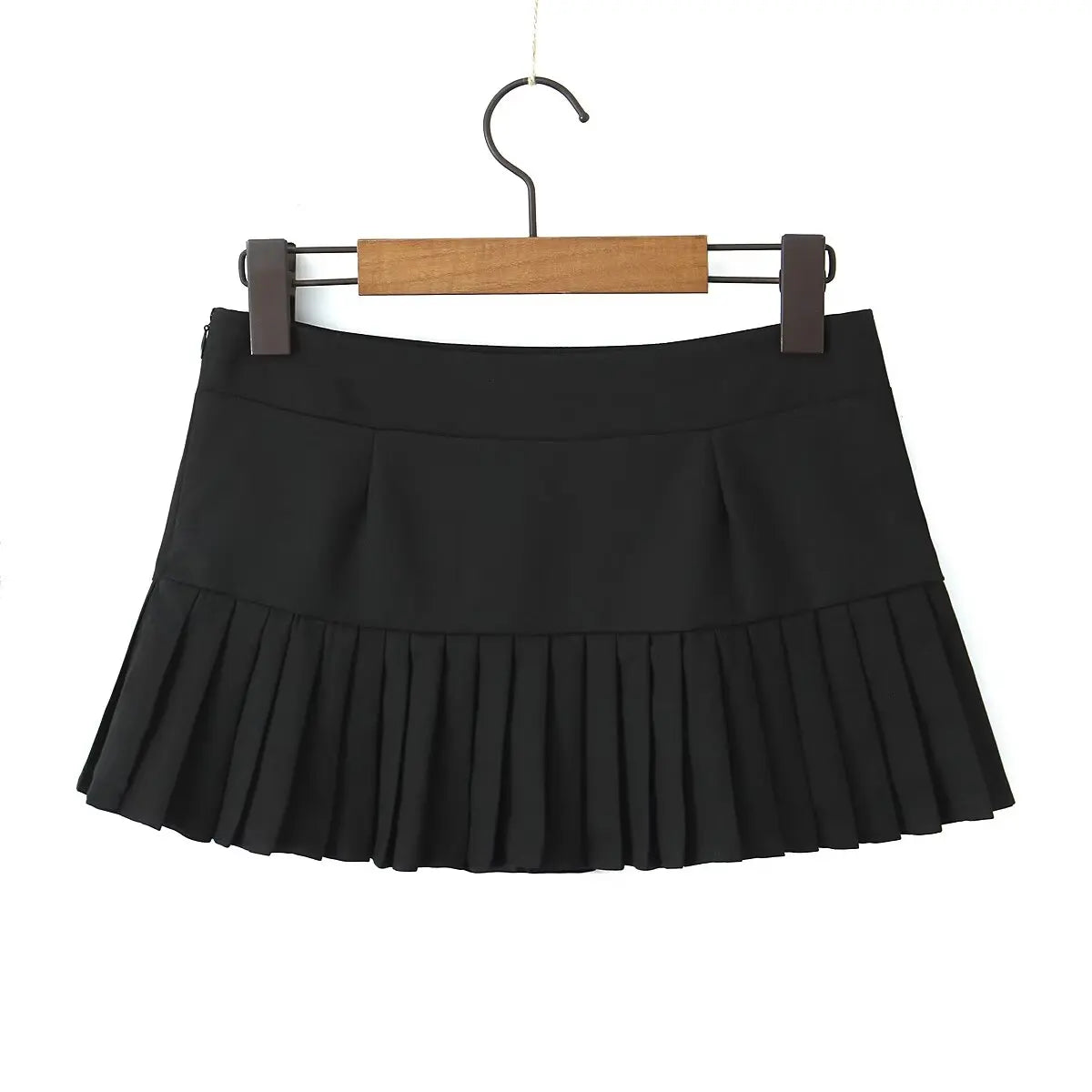 YENKYE Y2K Cool Girl Sexy Low Waist Pleated Mini Skirt Women Side Zipper Black White Gray Summer Skirts - Daisan Mart