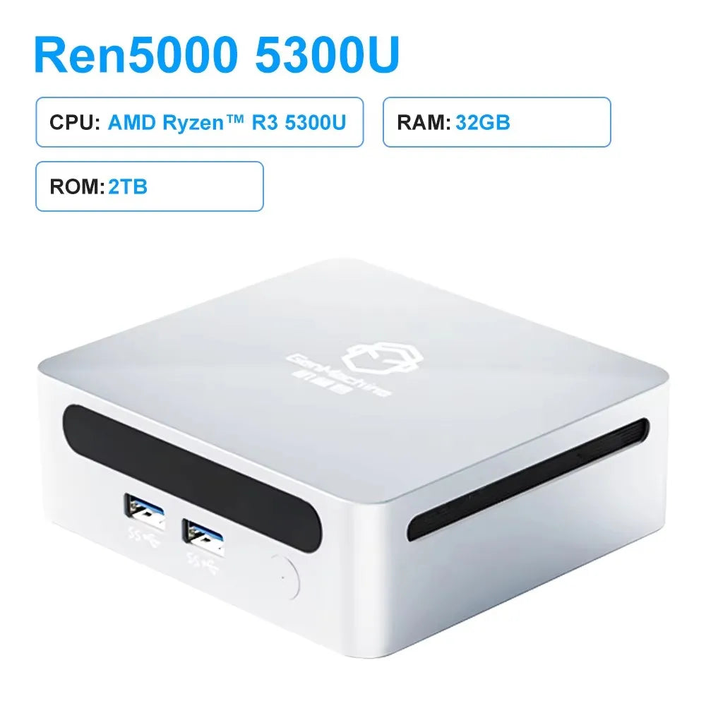 Mini PC GenMachine 5300U DDR4 32GB Wifi6 HDMI Gamer