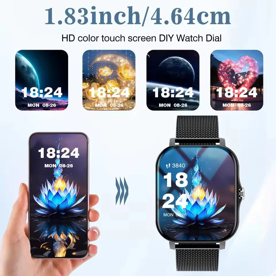 Đồng Hồ Thông Minh 2025 Chống Nước, Gọi BT, Đo Nhịp Tim