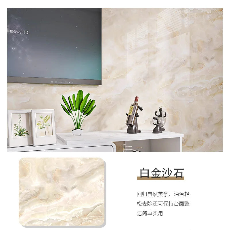 60cm Marble Vinyl Film Self Adhesive Wallpaper Bathroom Kitchen Cupboard Countertops Contact Paper PVC Waterproof Wall Stickers