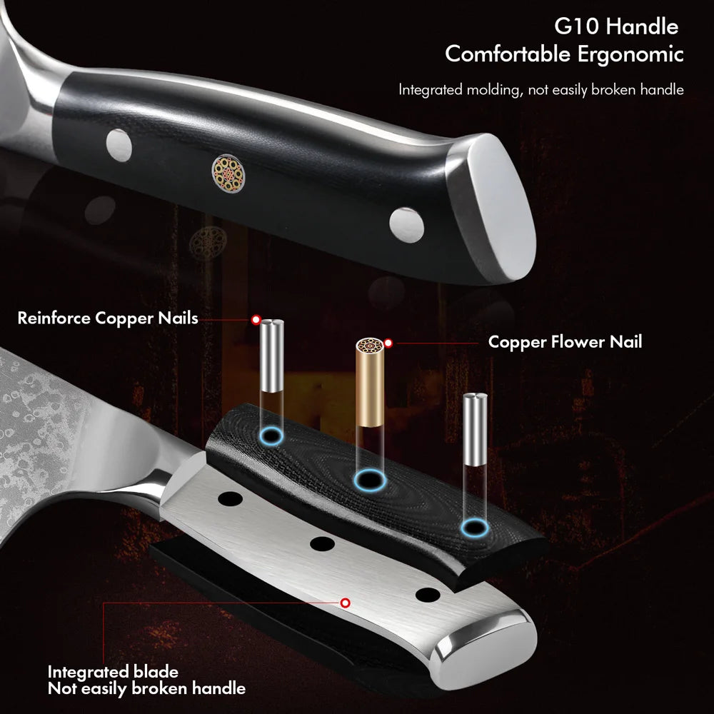 Dao Bếp Gyuto Chuyên Nghiệp - Thép Damascus 67 Lớp