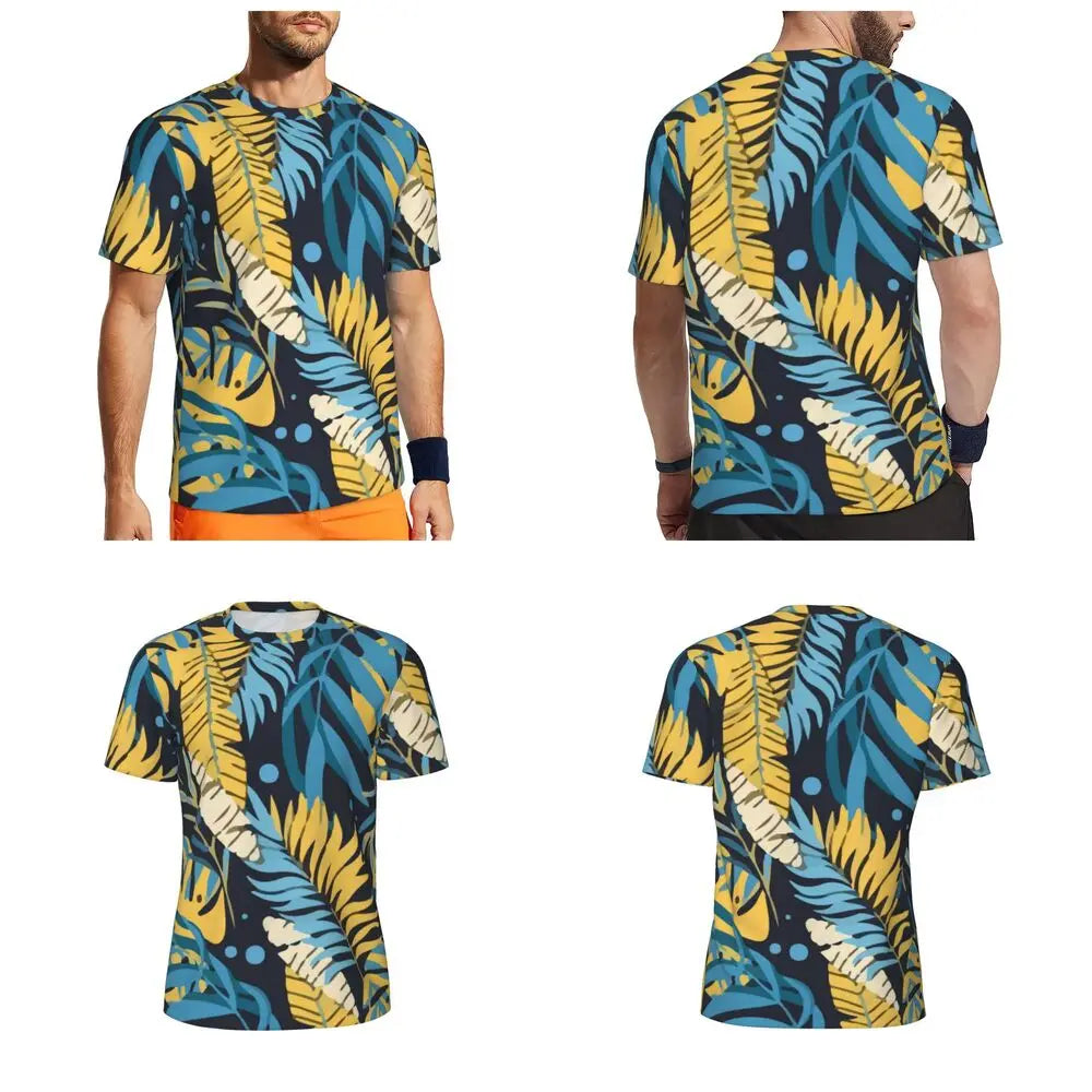 Áo Thun Nam Họa Tiết Lá Nhiệt Đới Màu Sắc Cá Tính