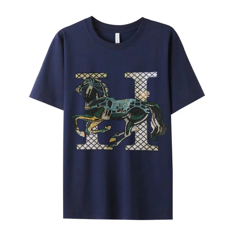 Áo Thun Nam Cotton Họa Tiết Kim Cương Thoải Mái