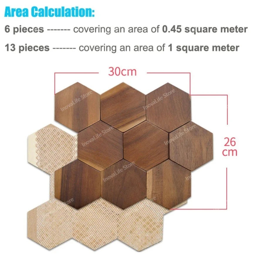 Ốp Tường Gỗ 3D Lục Giác - Trang Trí TV 30x26cm - Daisan Mart