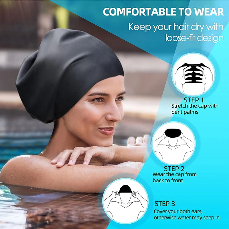 Nón bơi silicone cỡ lớn cho tóc dài và bím bẩn