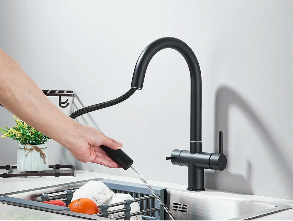 High-end Gold-Plated Kitchen Faucet with 2 Swivel Heads