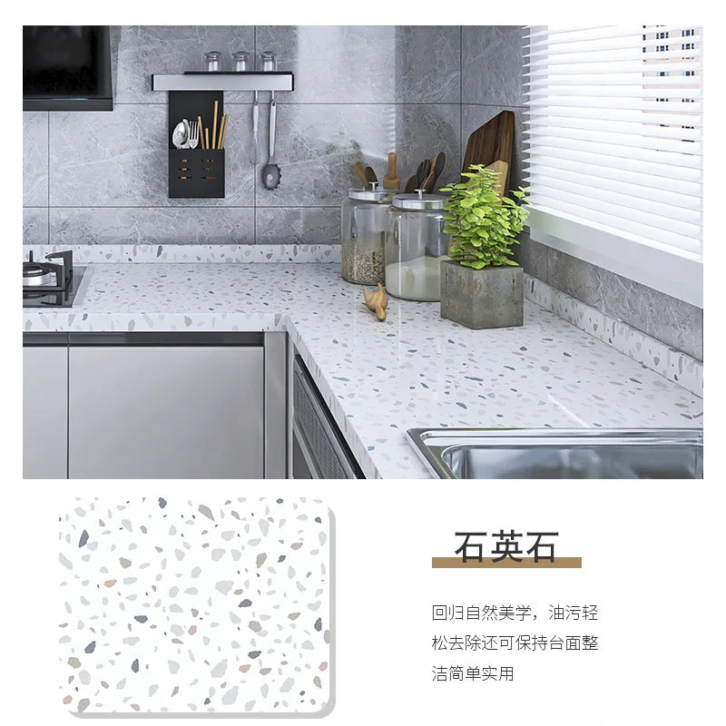 60cm Marble Vinyl Film Self Adhesive Wallpaper Bathroom Kitchen Cupboard Countertops Contact Paper PVC Waterproof Wall Stickers