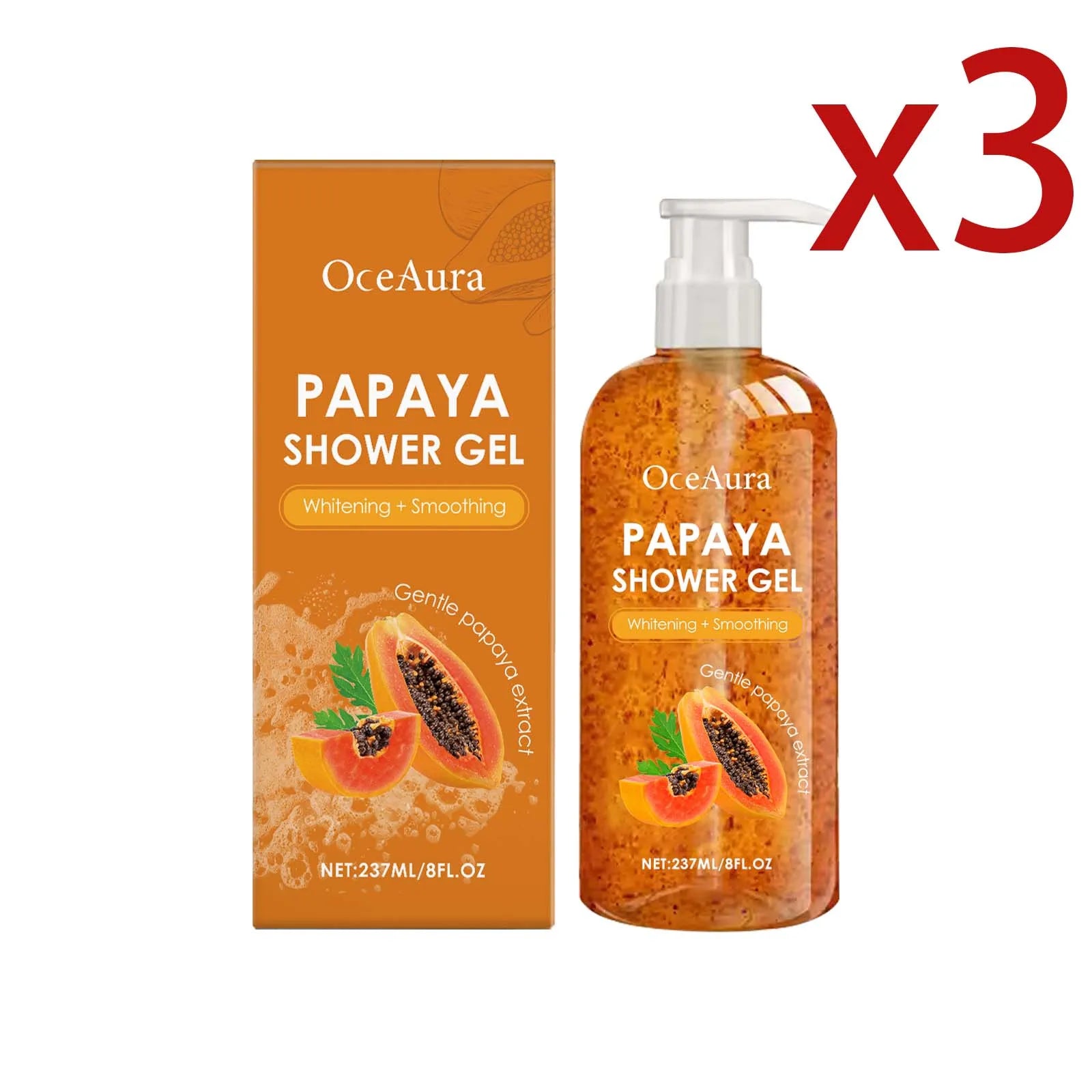 Papaya Moisturizing Shower Gel Nourish Brighten Skin Tone Gentle Cleansing Improve Drying Softening Keratin Fragrant Bath Lotion