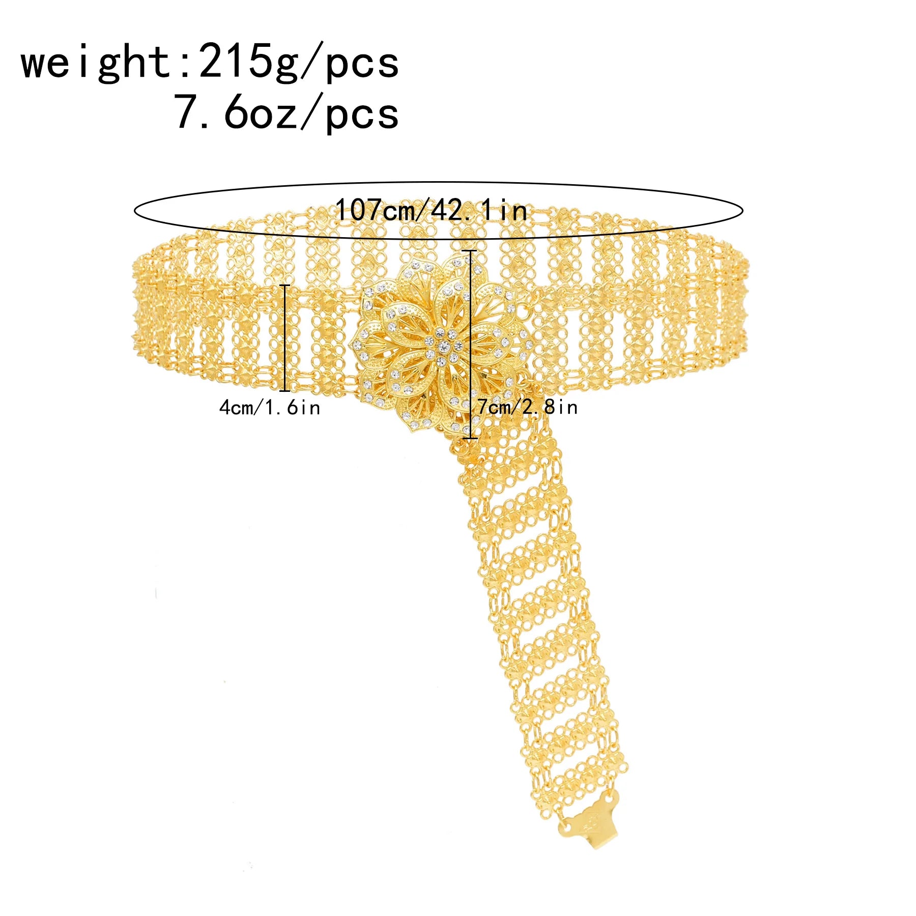 Unique 3D Gold Flower Belt - Brocade Jewelry