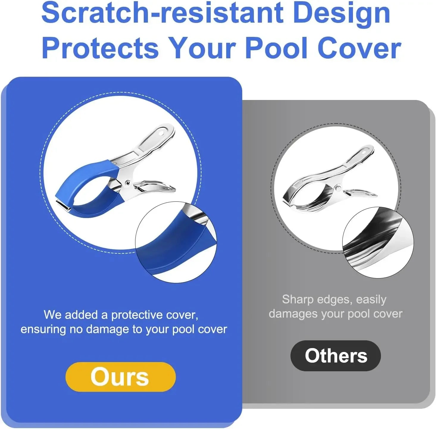6/12pcs Durable Stainless Steel Pool Cover Clips with Blue Plastic Handle - Suitable for Ground Pool Covers and Photography