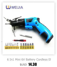 Mini Cordless Electric Screwdriver Pistol Rechargeable LED DIY 7-Piece