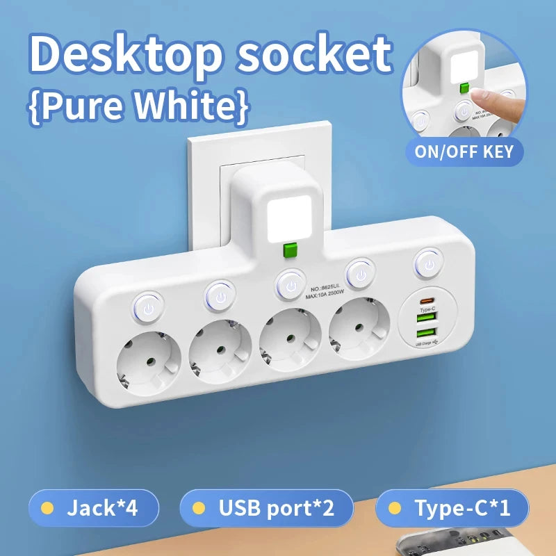 Ổ Cắm Điện Đa Năng EU Có/Không USB Type-C, Văn Phòng - Daisan Mart