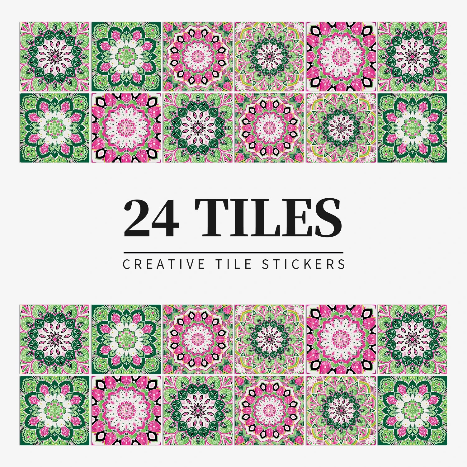 24Pcs European retro style Art Tile Wall Stickers With Self Adhesive Removable Bathroom Kitchen Waterproof Pvc Decal Wallpaper