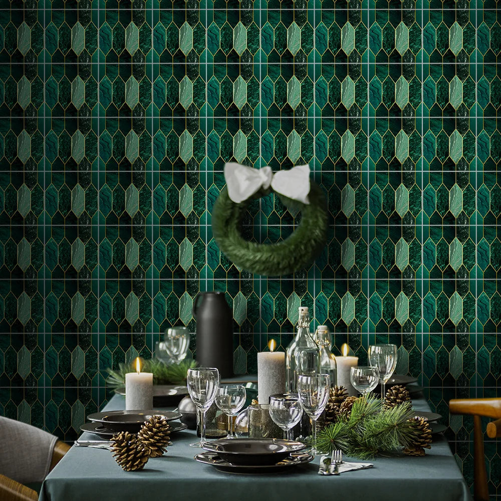 Waterproof Wallpaper 20 Pieces 3D Green Brick