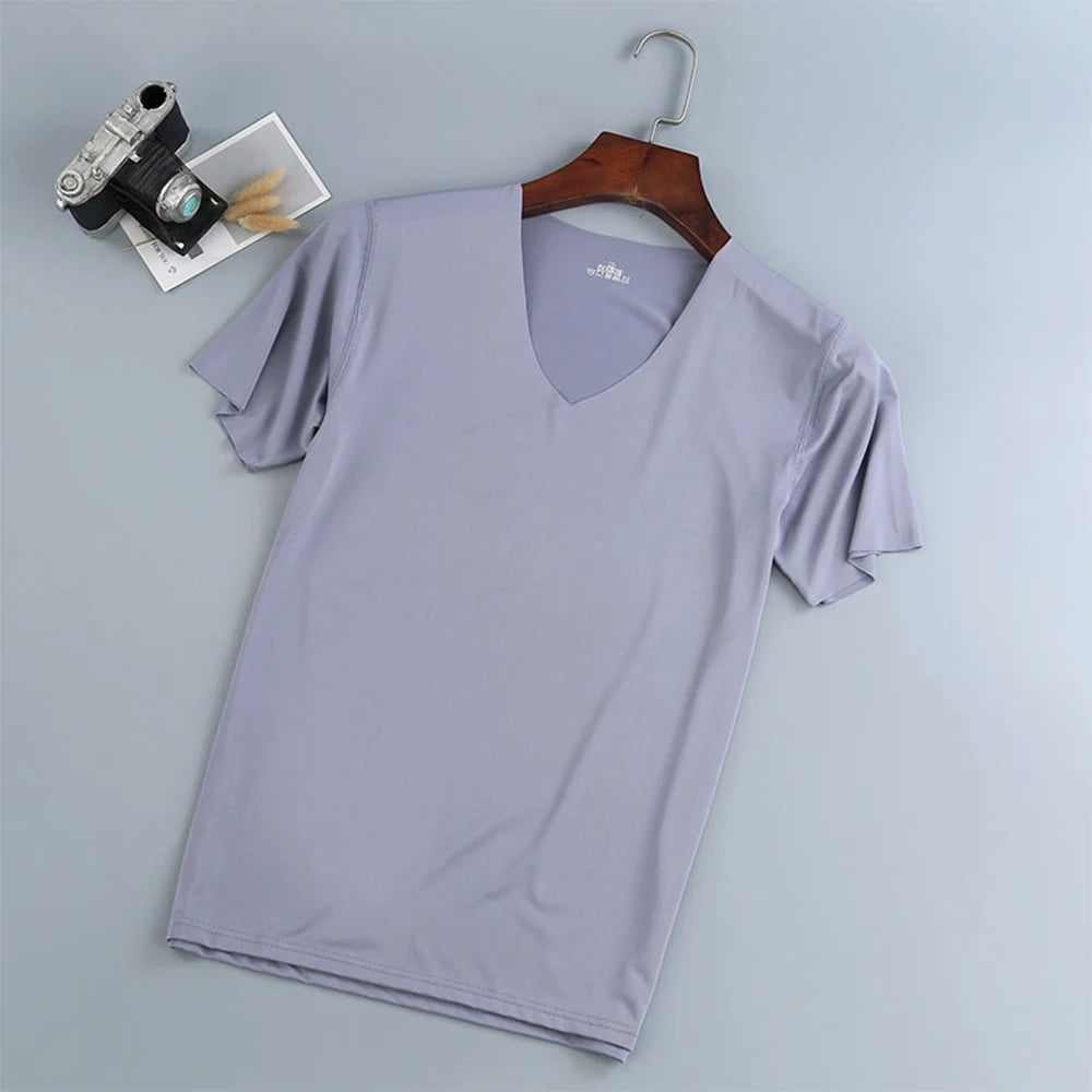 Áo Thun Nam Cơ Bản Hè V-Neck Tập Gym Thể Thao