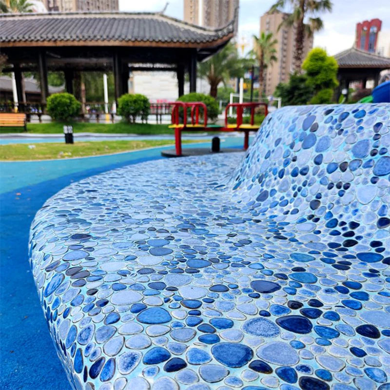 30x30cm Ceramic Pebble Mosaic Tiles Spa Pools Fish Ponds Bathrooms Anti-skid Wear-Resistant Floor Wall Decor Easy Cut Mesh Base