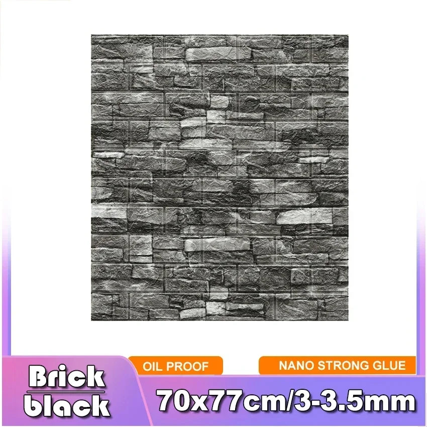 3D Brick Wall Sticker Strong three-dimensional 77*70cm Monochrome and Retro adesivos de parede paper Bring the fun of home life - Daisan Mart