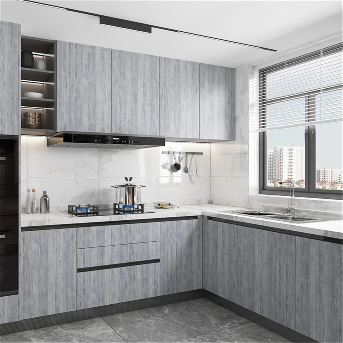 60/80cm Wide Wood Sticker for Furniture Wallpaper PVC Wallstickers DIY Waterproof Walls Kitchen Door Wardrobe Cabinet Decor Film