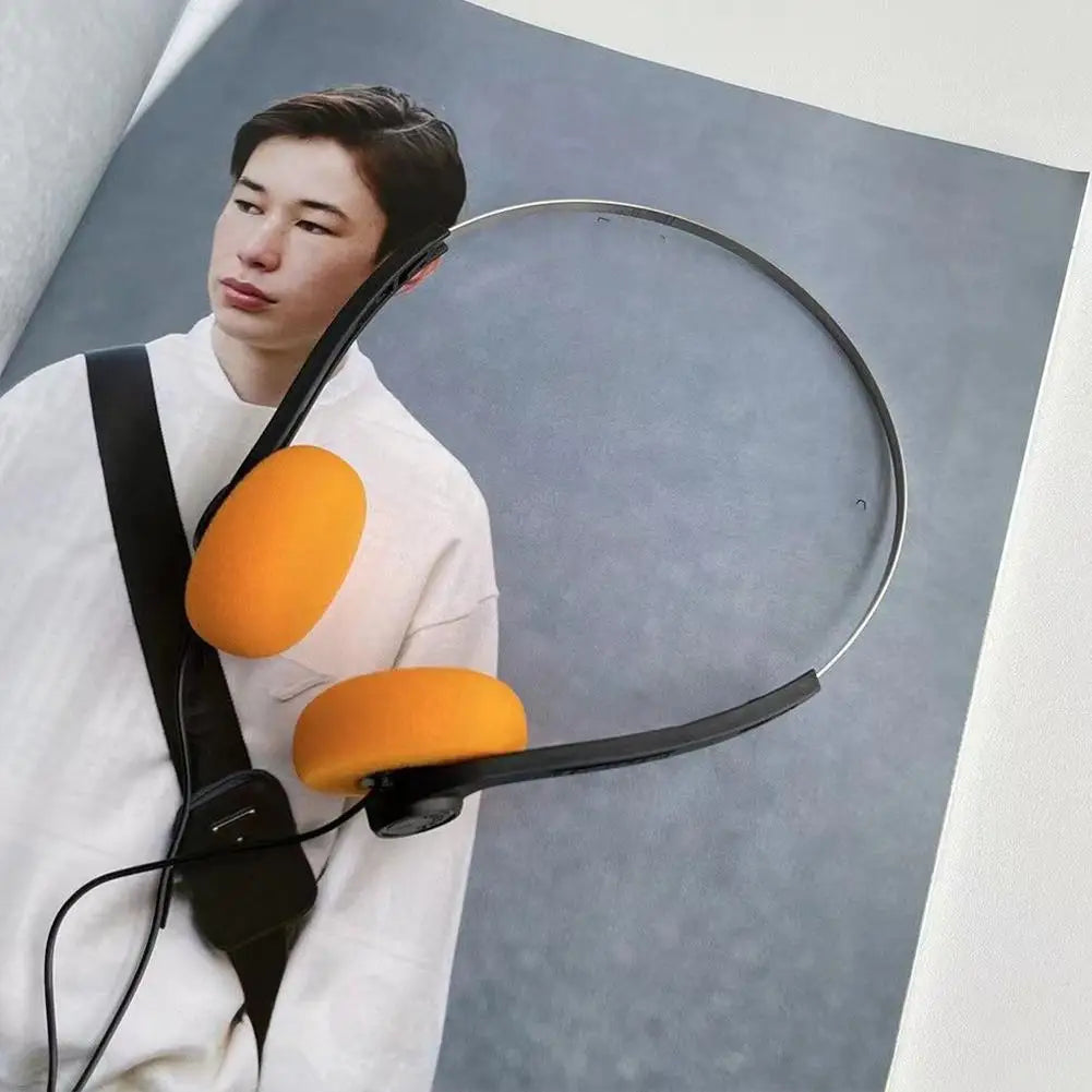 Retro Walkman music headphones, compact and fashionable