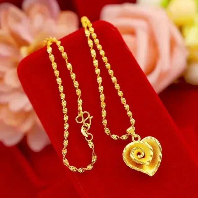 24K Real Gold Women's Necklace - Fashion Jewelry