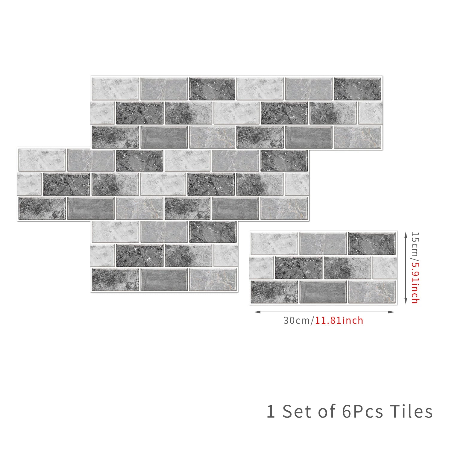 Waterproof Self Adhesive Removable 3D DIY Modern Grayish White Marble Tile Wall Sticker Bathroom Kitchen Cupboard Home Decor