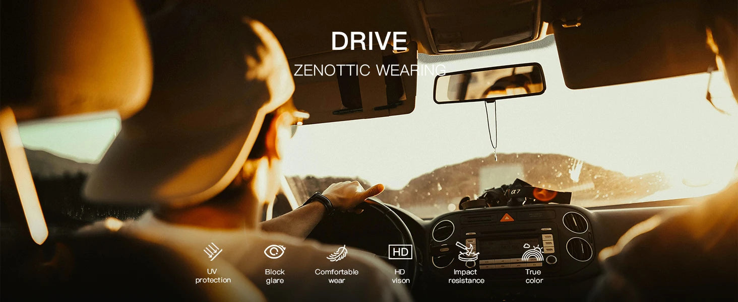 Kính Mát ZENOTTIC Vuông Cổ Điển Chống Tia UV Siêu Nhẹ