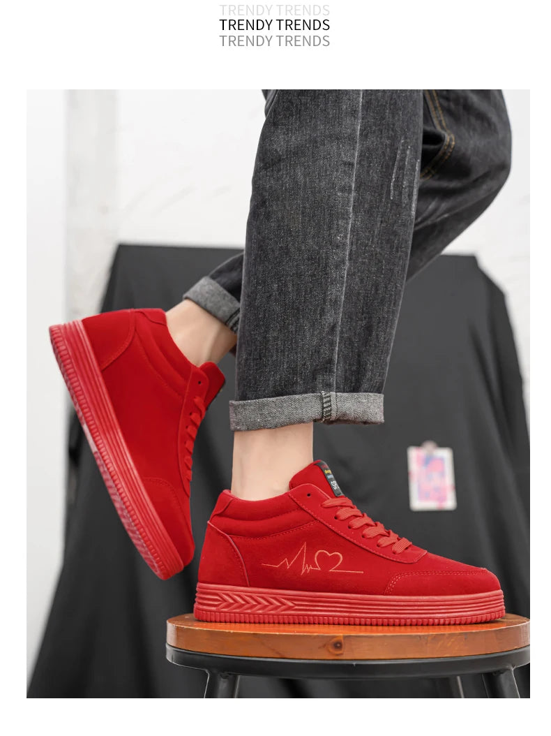 Giày Thêu Tim Đỏ Unisex - Thời Trang Thoáng Khí