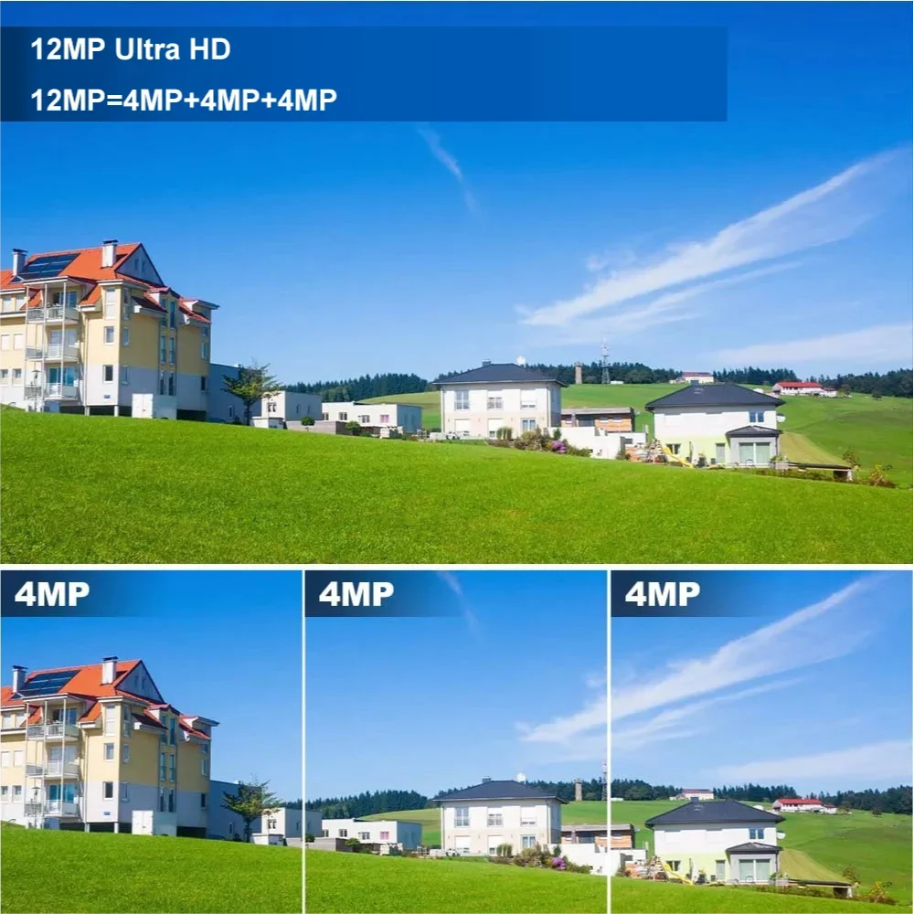 Solar PTZ Camera 12MP WiFi 10X Zoom - 3 Screens