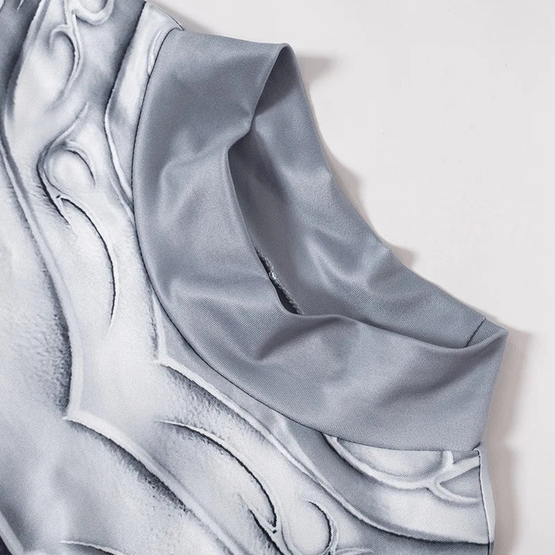 Goth Dark Techwear Printed Y2k Fashion Bodysuits Cyber ​​Gothic Punk Long Sleeve T-shirts Bodycon Women Grunge Streetwear Bodysuit