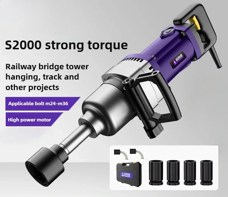 Electric Wrench 220V Plug-in High Power Auto Repair Tower Crane Industrial Grade High Torque Heavy Impact Electric Air Cannon
