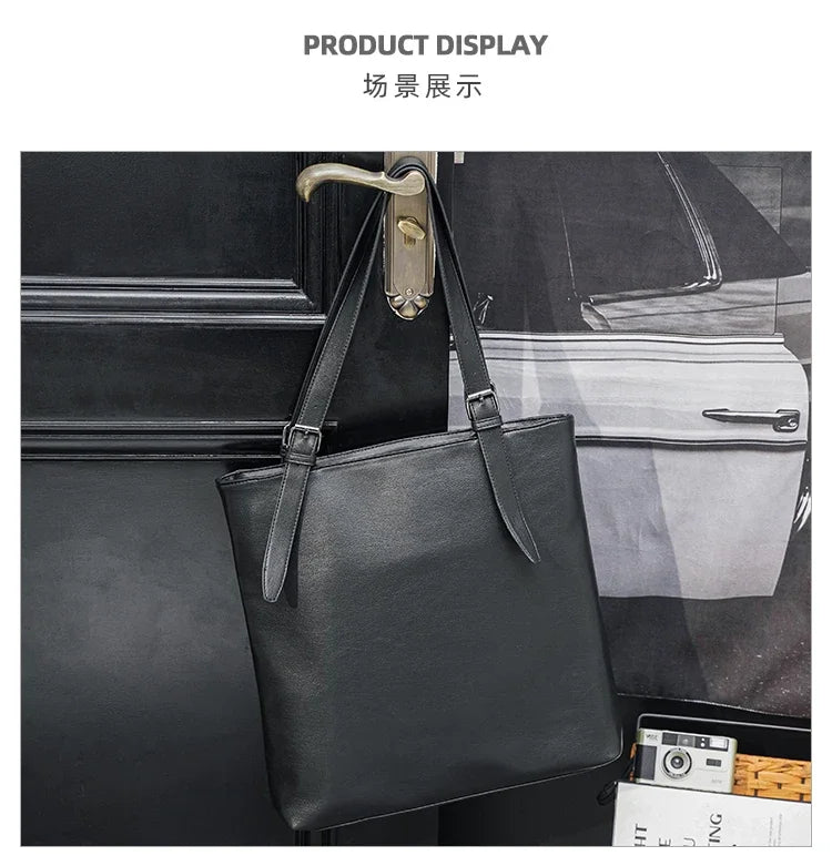 Korean Japanese Style Men's Leather Laptop Bag