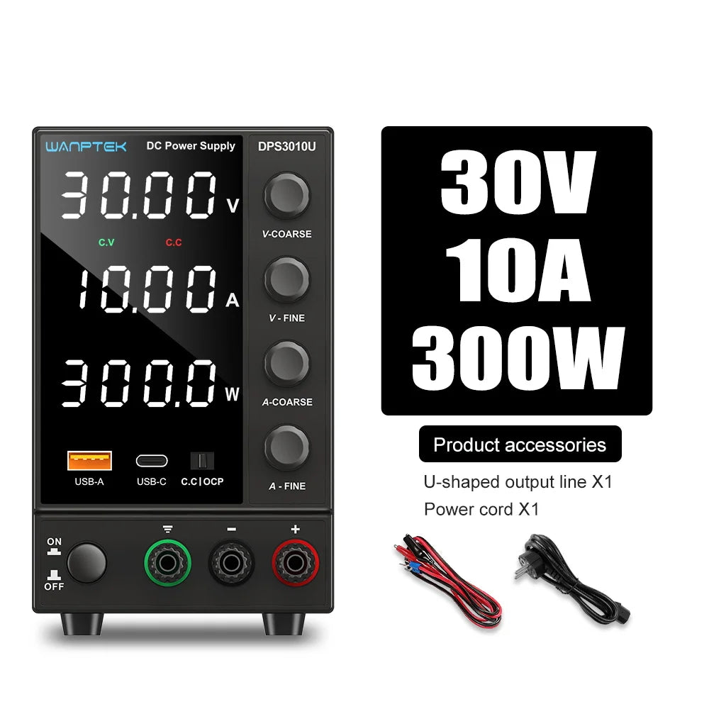 Wanptek DC Power Supply 30V 10A 5A Variable Bench Power Supply Adjustable Lab Power Supply 60V 5A 120V 3A Voltage Regulator