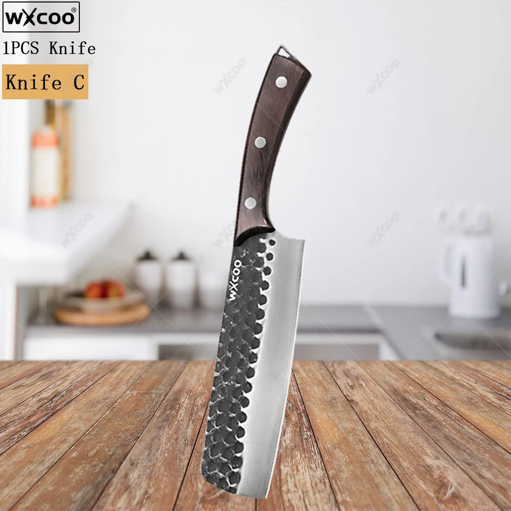Multi-purpose Acacia Wood Cutting Board &amp; Stainless Steel Knives and Cutlery Set for Kitchen