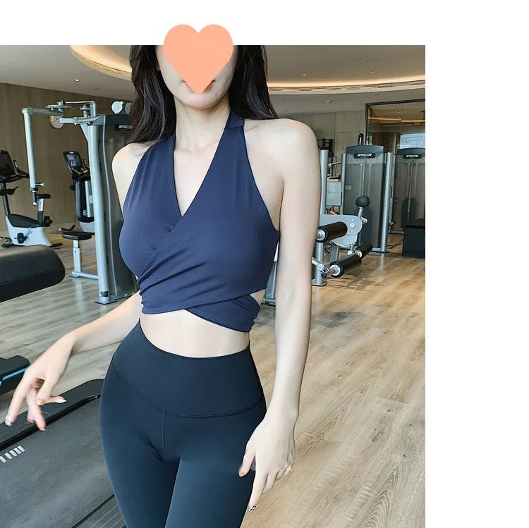 Áo Tập Yoga Nữ V Sâu Eo Thắt Chéo Lưng Thoáng Khí - Daisan Mart