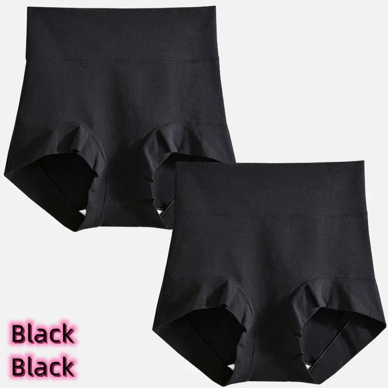 Women's cotton high-waisted, stretchy, belly-hugging panties, 2 pieces