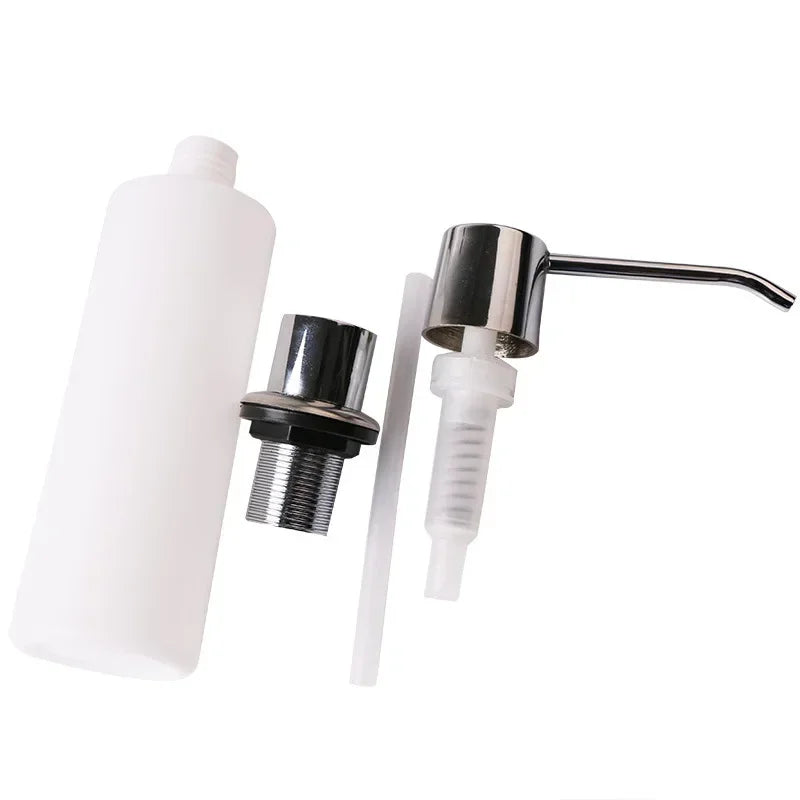 Convenient Stainless Steel Soap Dispenser Mounted On Kitchen Sink