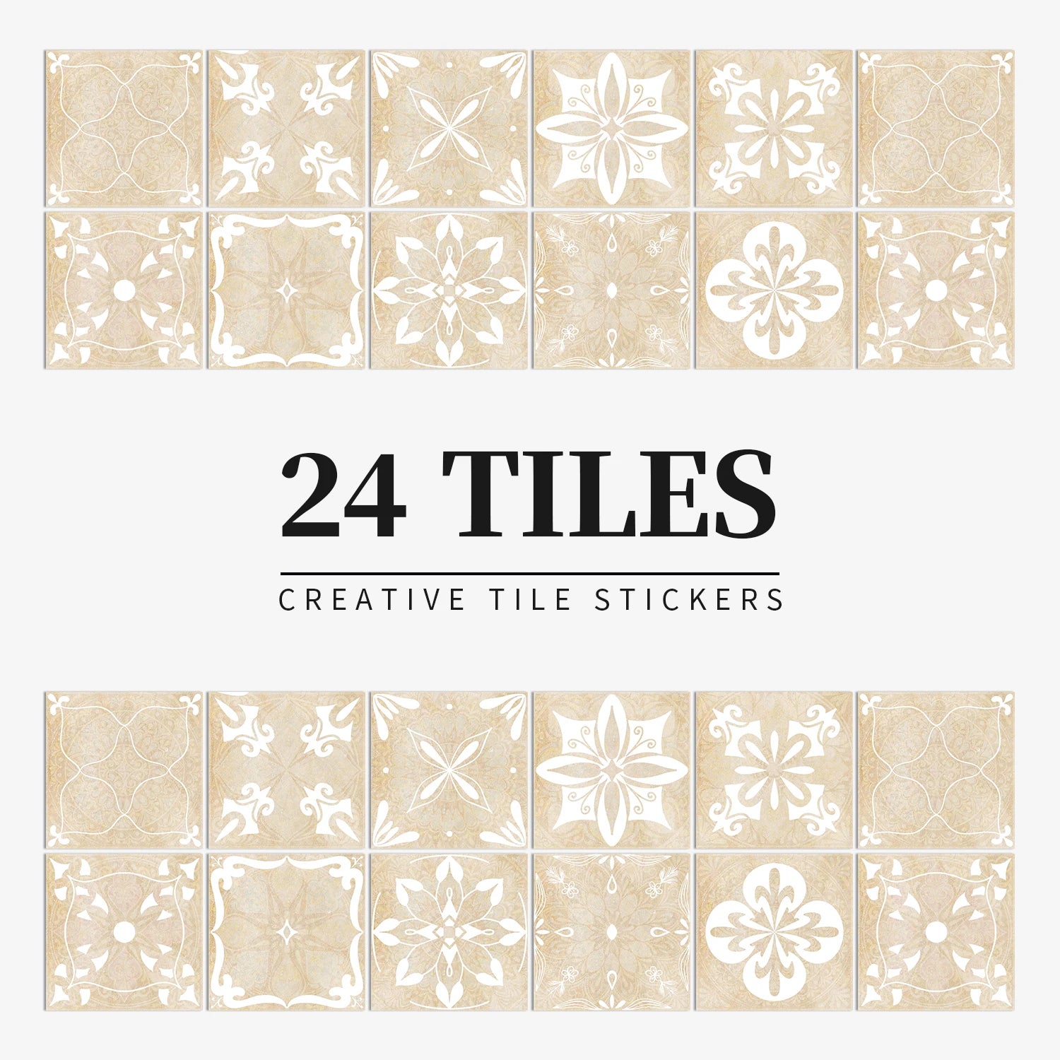 24Pcs European retro style Art Tile Wall Stickers With Self Adhesive Removable Bathroom Kitchen Waterproof Pvc Decal Wallpaper