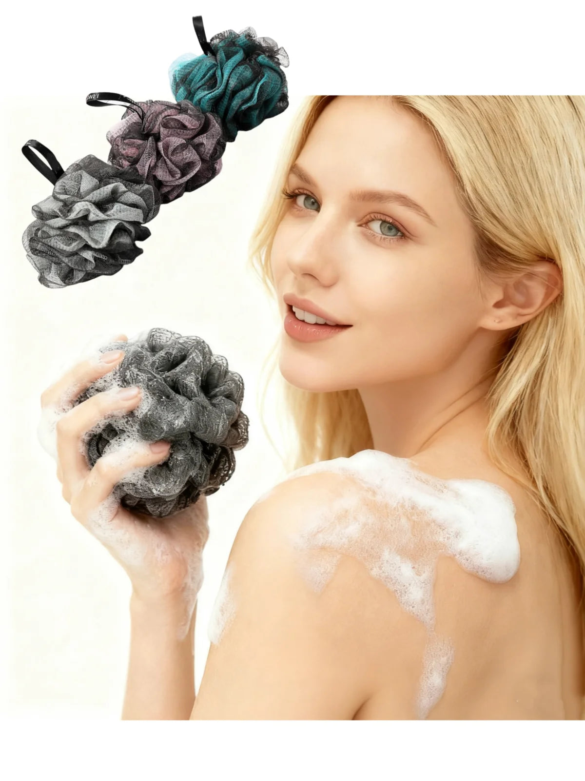 Set of 3 Exfoliating Bath Sponges - Massage &amp; Relaxation