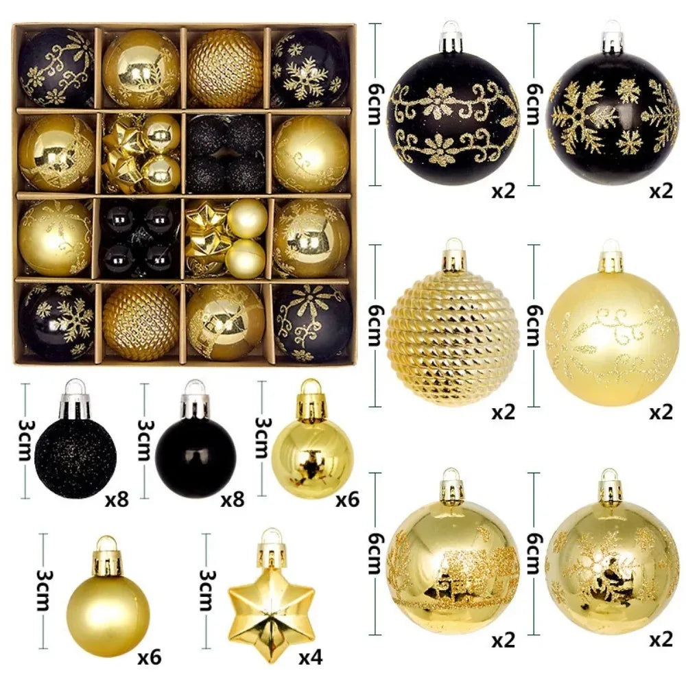 Christmas Balls for Tree Decoration 44 Pieces 3/6CM