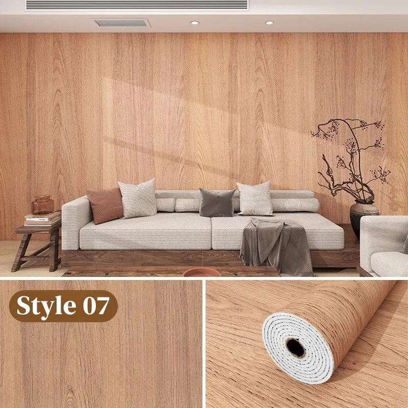 Max 40cmx10m Wood Grain Peel and Stick Thick Floor Tiles SXP Wallpaper Waterproof Vinyl Wood Flooring Mould Proof