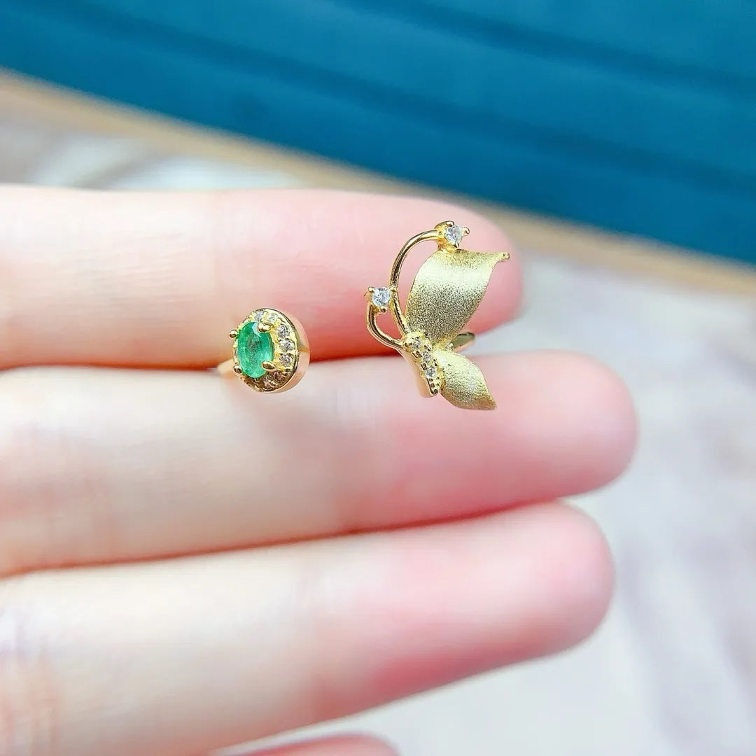 S925 Silver Ring With Luxurious Natural Emerald For Women