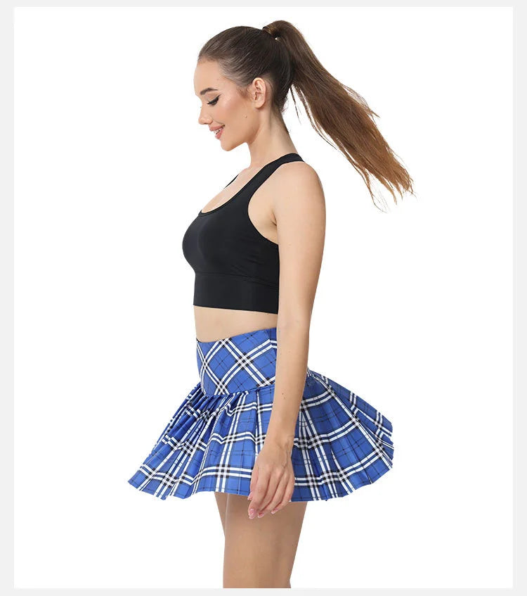 Nadanbao Plaid Tennis Dress Women Pleated Mini Skater Skirts High Waist Plaid Short Skirt Women's Summer New College Style - Daisan Mart