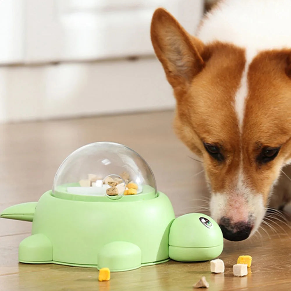 Pet Puzzle Turtle Leak Feeder, Press-Type Food Dispenser for Cats/Dogs, Interactive Slow Feeding Toy &amp; Auto Snack Dispenser