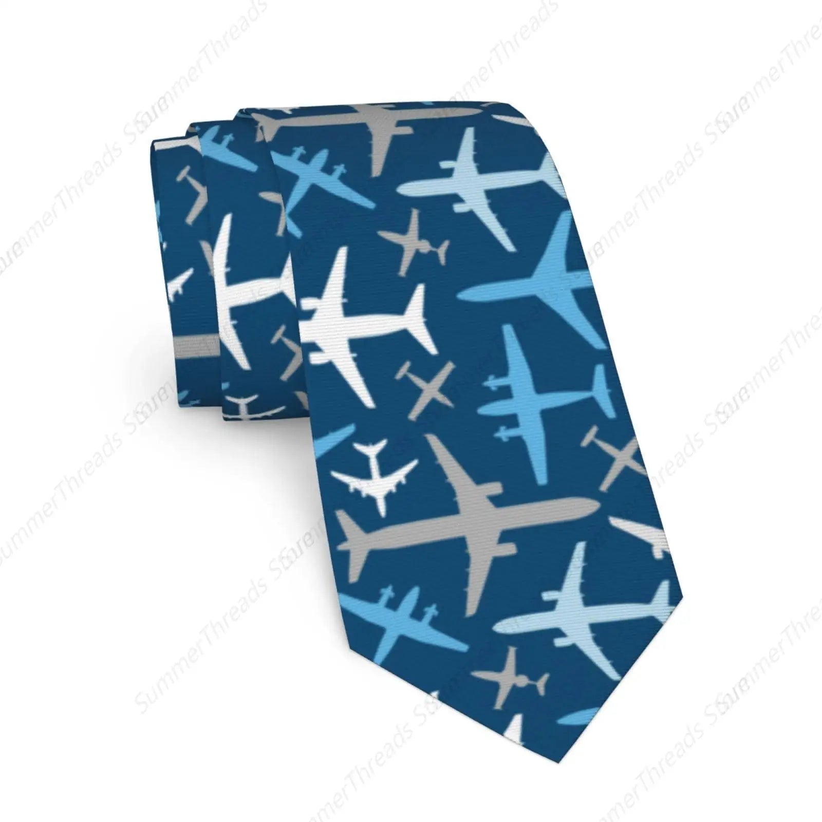 Cà vạt nam Xanh Trời Máy Bay Bay Qua Bầu Trời