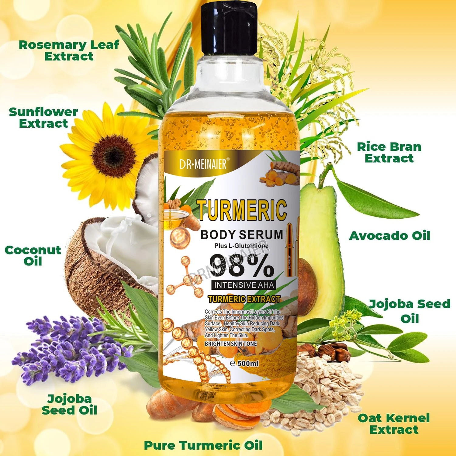 Super 500ml Turmeric Serum for Face & Body Skin Brightening Serum for Dark Spots - Turmeric Facial Repair Serum Cleanses Skin