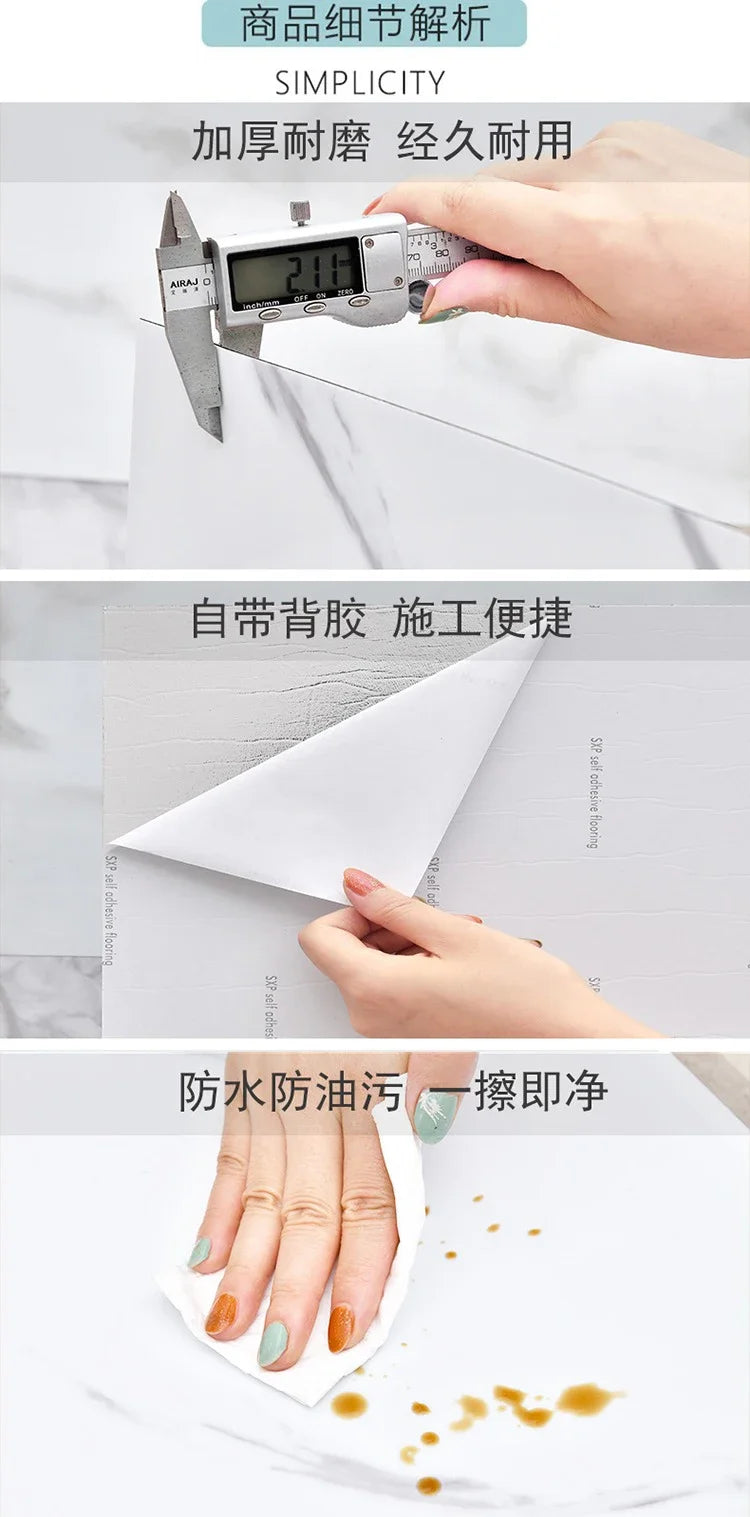 10/30PCS 30cmx60cm Bathroom Tile Waterproof Sticker Thick Self-adhesive Floor Sticker Marble PVC Indoor Wall Sticker